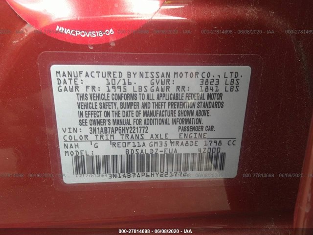 Photo 8 VIN: 3N1AB7AP6HY221772 - NISSAN SENTRA 