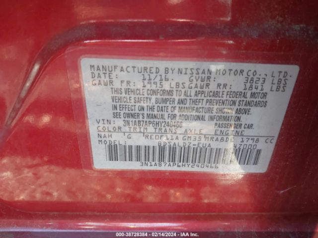 Photo 8 VIN: 3N1AB7AP6HY240466 - NISSAN SENTRA 