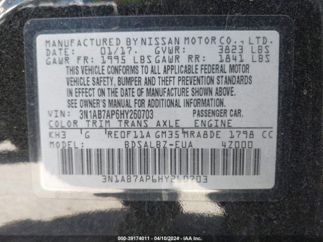 Photo 8 VIN: 3N1AB7AP6HY260703 - NISSAN SENTRA 