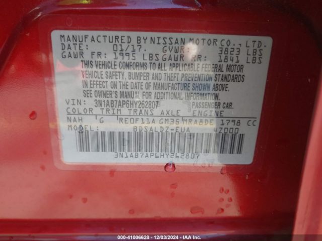 Photo 8 VIN: 3N1AB7AP6HY262807 - NISSAN SENTRA 