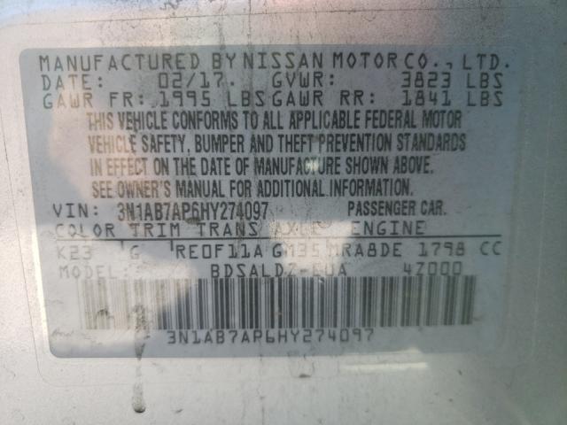 Photo 9 VIN: 3N1AB7AP6HY274097 - NISSAN SENTRA S 