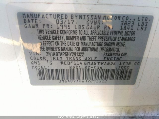 Photo 9 VIN: 3N1AB7AP6HY291322 - NISSAN SENTRA 