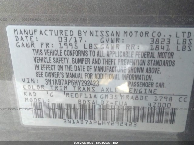 Photo 8 VIN: 3N1AB7AP6HY292423 - NISSAN SENTRA 