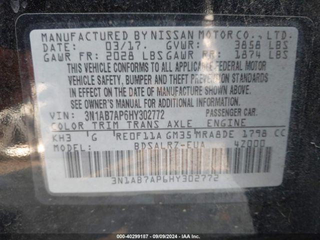 Photo 8 VIN: 3N1AB7AP6HY302772 - NISSAN SENTRA 