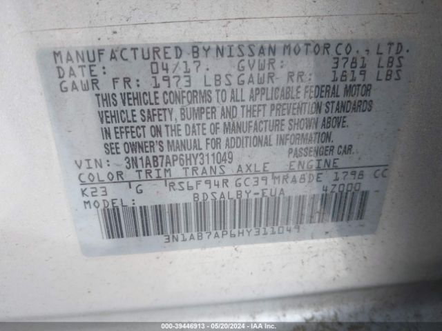 Photo 8 VIN: 3N1AB7AP6HY311049 - NISSAN SENTRA 