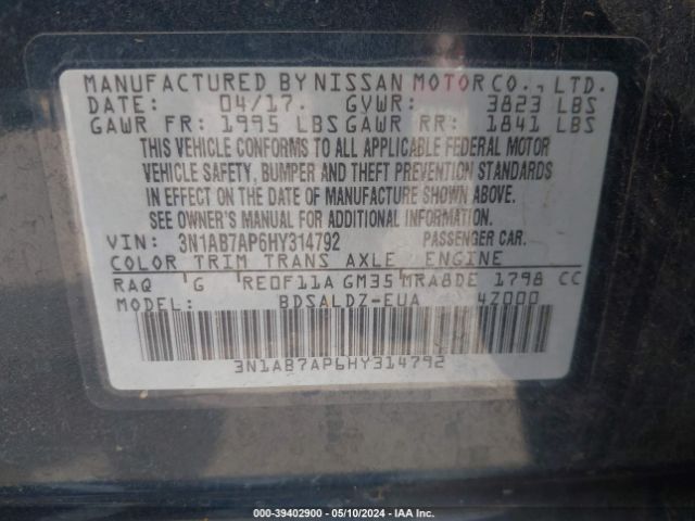 Photo 8 VIN: 3N1AB7AP6HY314792 - NISSAN SENTRA 