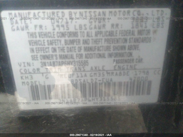 Photo 8 VIN: 3N1AB7AP6HY315585 - NISSAN SENTRA 