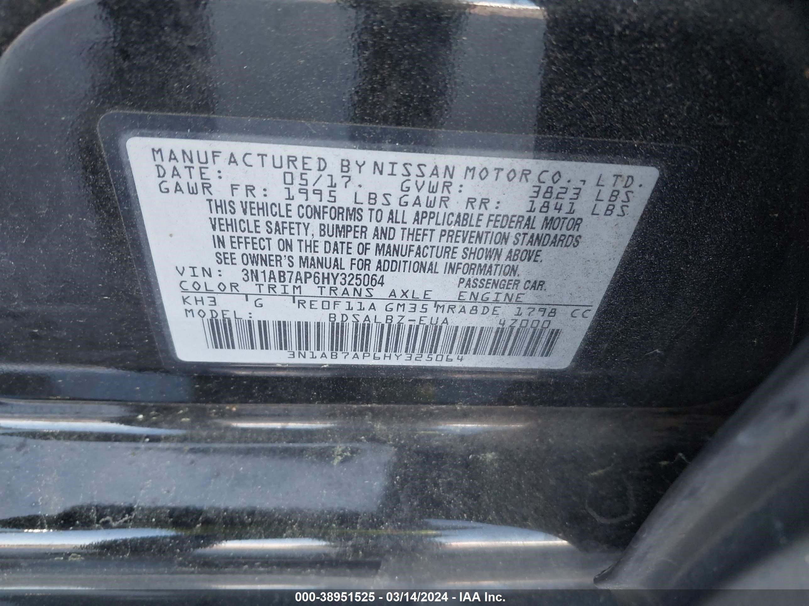 Photo 8 VIN: 3N1AB7AP6HY325064 - NISSAN SENTRA 