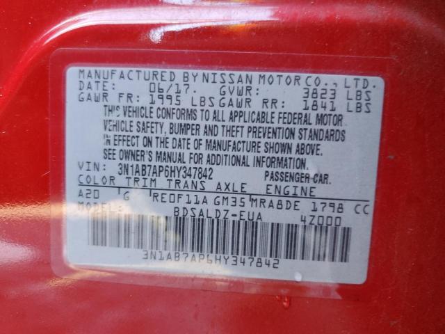 Photo 11 VIN: 3N1AB7AP6HY347842 - NISSAN SENTRA S 