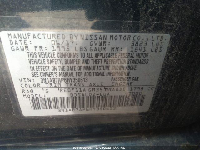 Photo 8 VIN: 3N1AB7AP6HY350613 - NISSAN SENTRA 