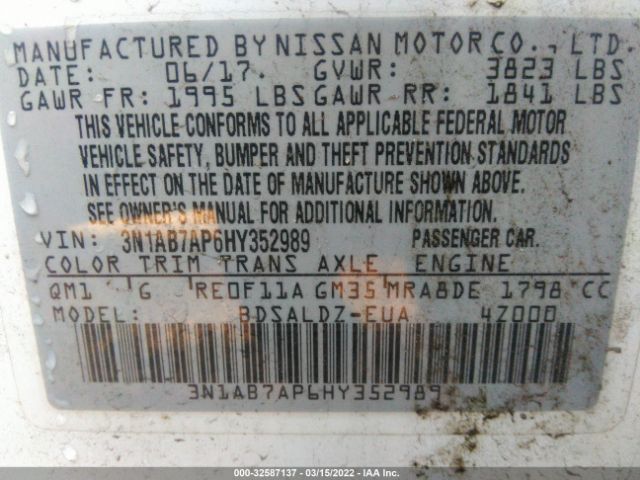 Photo 8 VIN: 3N1AB7AP6HY352989 - NISSAN SENTRA 