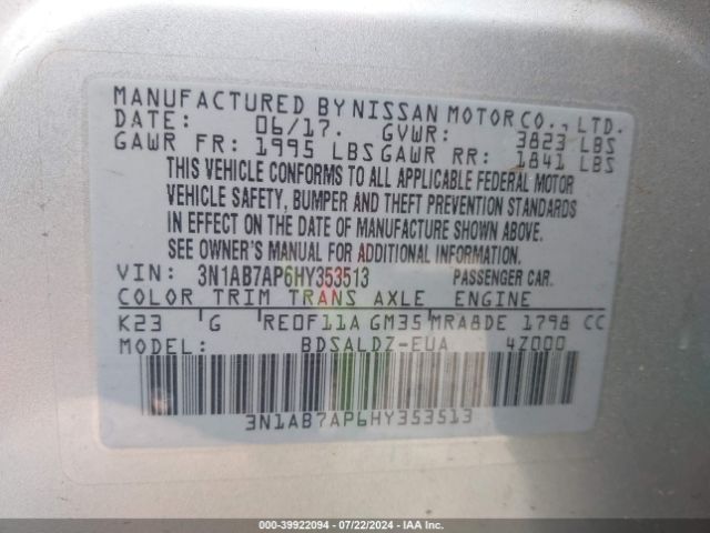 Photo 8 VIN: 3N1AB7AP6HY353513 - NISSAN SENTRA 