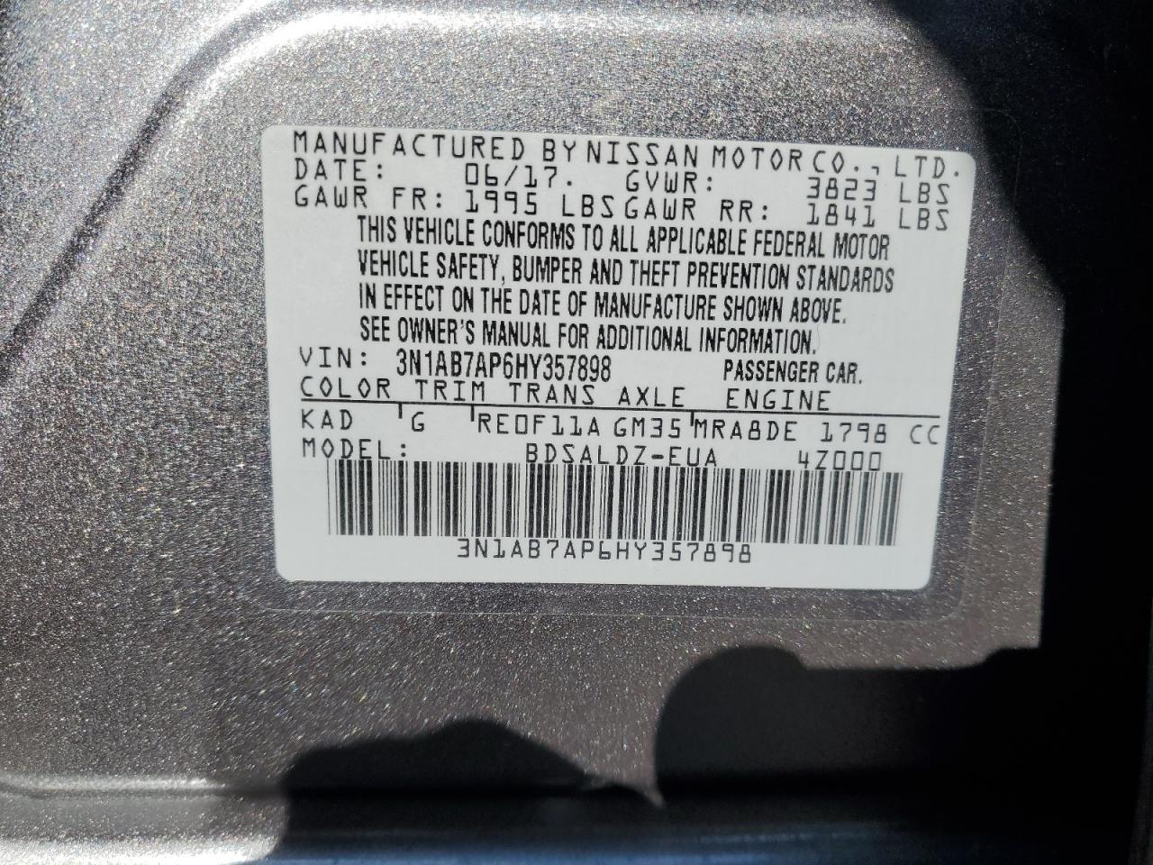 Photo 11 VIN: 3N1AB7AP6HY357898 - NISSAN SENTRA 