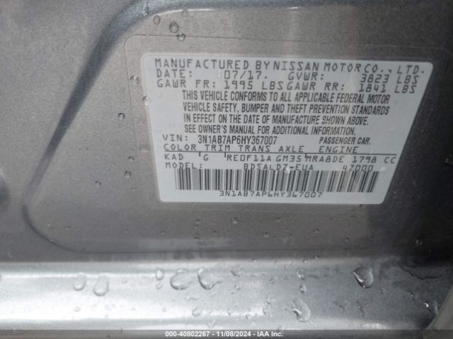 Photo 8 VIN: 3N1AB7AP6HY367007 - NISSAN SENTRA 