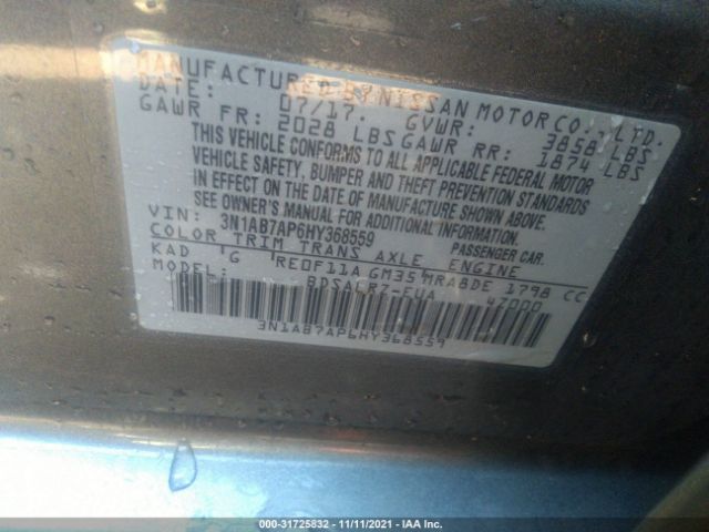 Photo 8 VIN: 3N1AB7AP6HY368559 - NISSAN SENTRA 