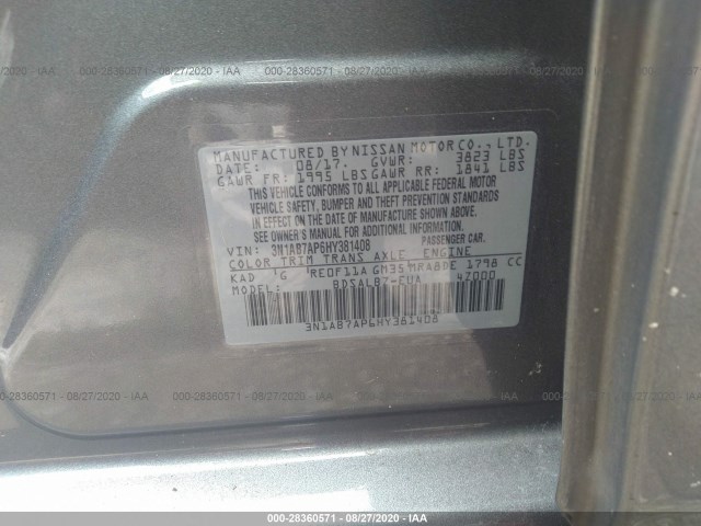 Photo 8 VIN: 3N1AB7AP6HY381408 - NISSAN SENTRA 