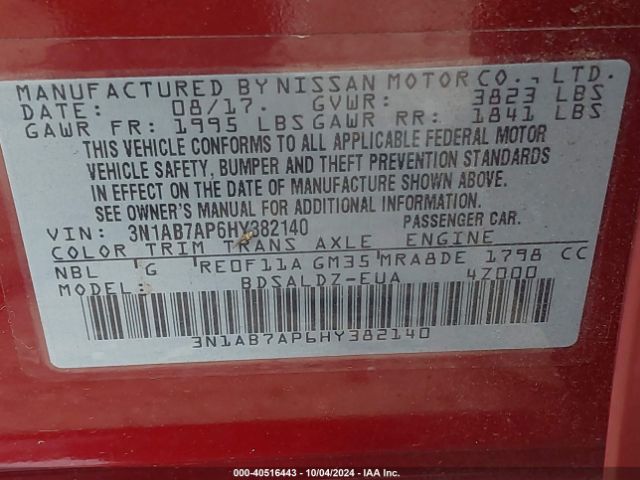 Photo 8 VIN: 3N1AB7AP6HY382140 - NISSAN SENTRA 