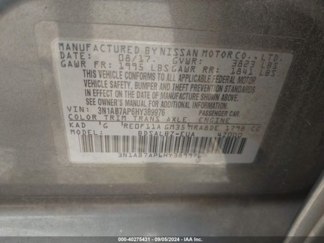 Photo 8 VIN: 3N1AB7AP6HY389976 - NISSAN SENTRA 