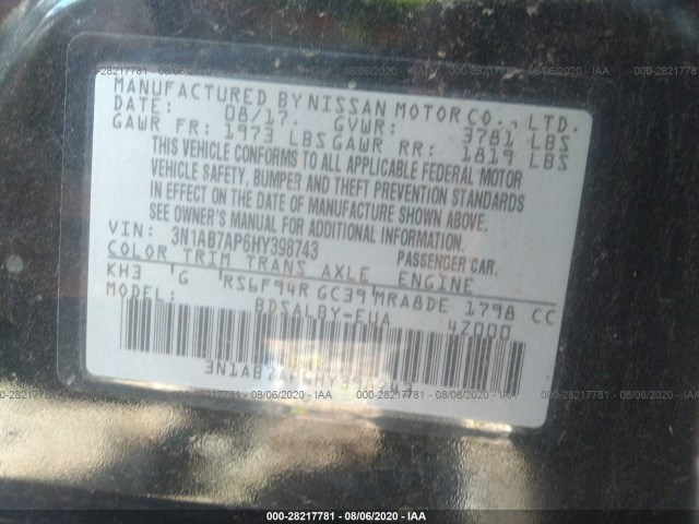 Photo 8 VIN: 3N1AB7AP6HY398743 - NISSAN SENTRA 