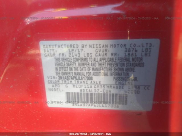 Photo 8 VIN: 3N1AB7AP6JL617008 - NISSAN SENTRA 