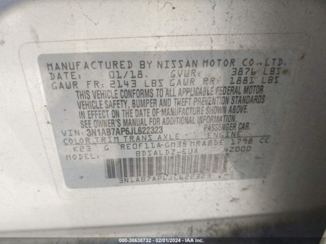 Photo 8 VIN: 3N1AB7AP6JL622323 - NISSAN SENTRA 