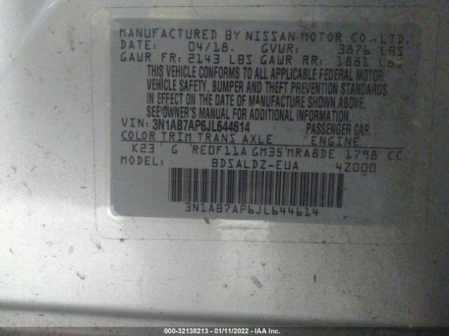 Photo 8 VIN: 3N1AB7AP6JL644614 - NISSAN SENTRA 