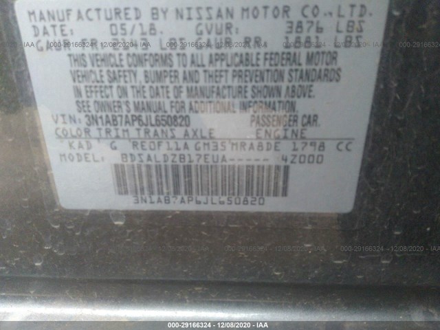 Photo 8 VIN: 3N1AB7AP6JL650820 - NISSAN SENTRA 