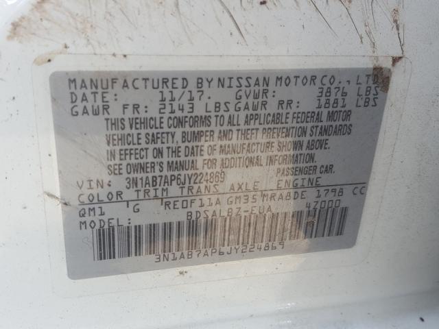 Photo 9 VIN: 3N1AB7AP6JY224869 - NISSAN SENTRA 