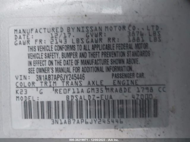 Photo 8 VIN: 3N1AB7AP6JY245446 - NISSAN SENTRA 