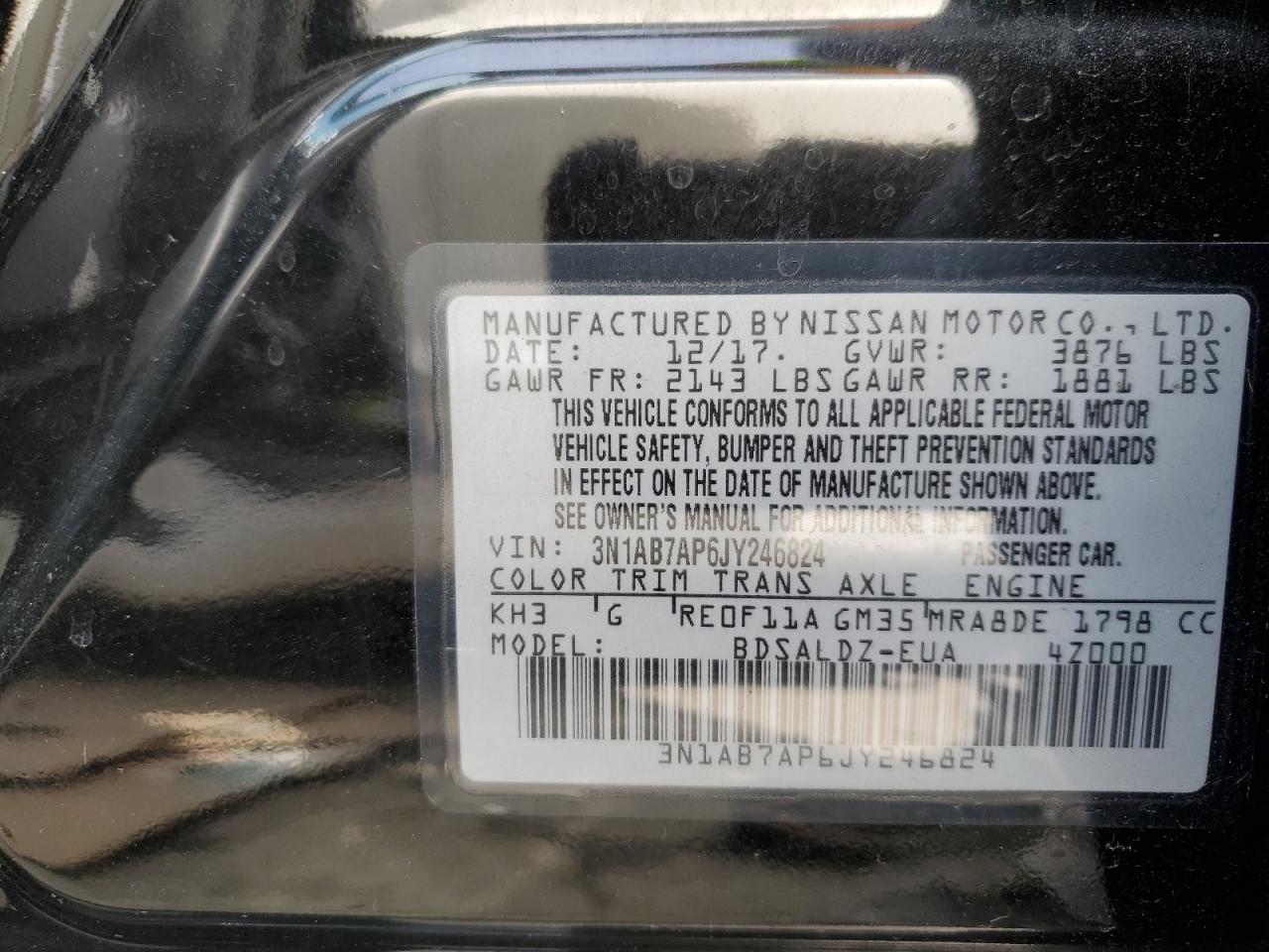 Photo 11 VIN: 3N1AB7AP6JY246824 - NISSAN SENTRA 