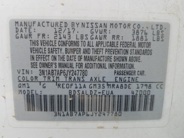 Photo 9 VIN: 3N1AB7AP6JY247780 - NISSAN SENTRA S 