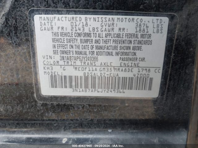 Photo 8 VIN: 3N1AB7AP6JY249366 - NISSAN SENTRA 