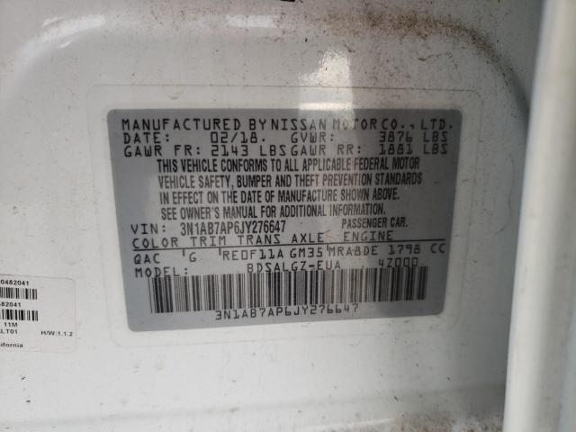 Photo 9 VIN: 3N1AB7AP6JY276647 - NISSAN SENTRA S 