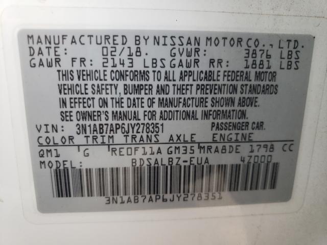 Photo 9 VIN: 3N1AB7AP6JY278351 - NISSAN SENTRA S 