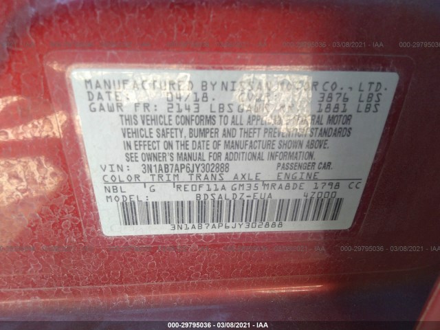 Photo 8 VIN: 3N1AB7AP6JY302888 - NISSAN SENTRA 