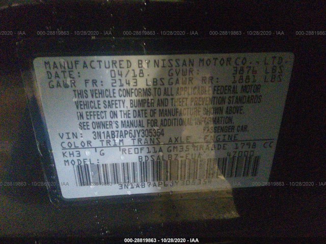 Photo 8 VIN: 3N1AB7AP6JY305354 - NISSAN SENTRA 