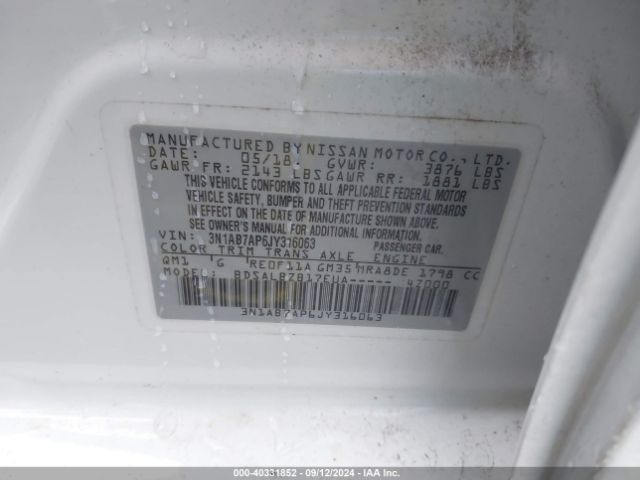 Photo 8 VIN: 3N1AB7AP6JY316063 - NISSAN SENTRA 