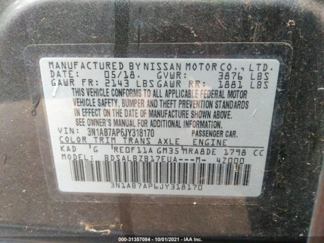 Photo 8 VIN: 3N1AB7AP6JY318170 - NISSAN SENTRA 