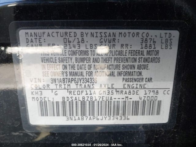 Photo 8 VIN: 3N1AB7AP6JY334336 - NISSAN SENTRA 