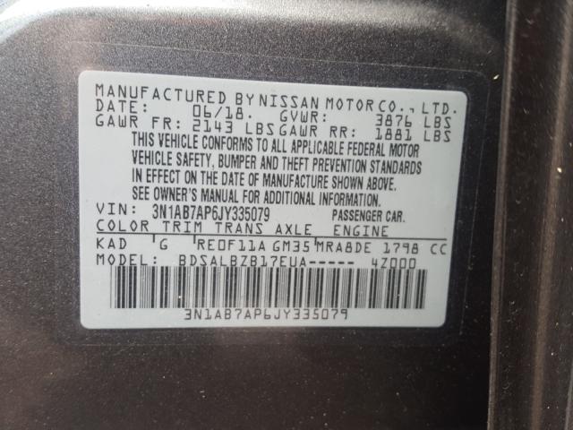 Photo 9 VIN: 3N1AB7AP6JY335079 - NISSAN SENTRA S 