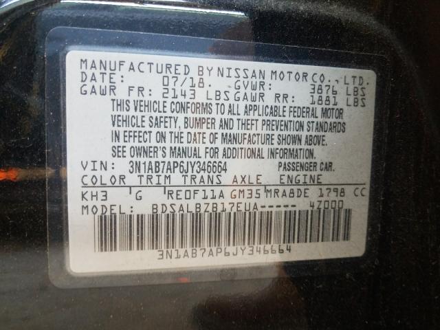 Photo 9 VIN: 3N1AB7AP6JY346664 - NISSAN SENTRA S 