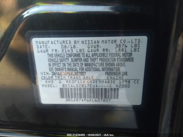 Photo 8 VIN: 3N1AB7AP6KL607807 - NISSAN SENTRA 