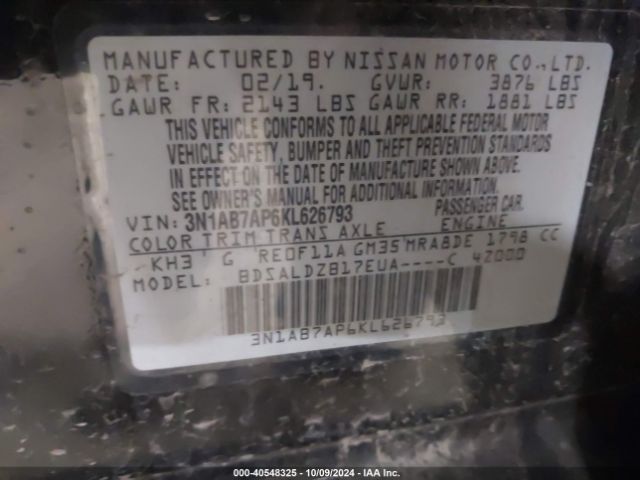 Photo 8 VIN: 3N1AB7AP6KL626793 - NISSAN SENTRA 