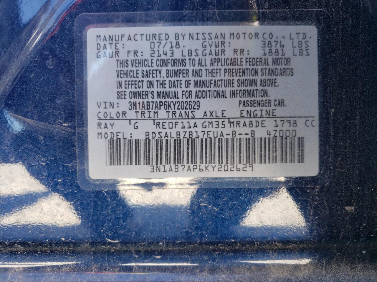 Photo 11 VIN: 3N1AB7AP6KY202629 - NISSAN SENTRA 