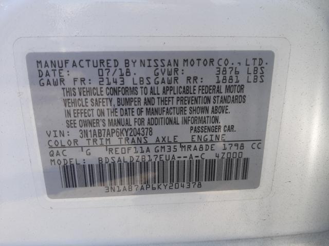 Photo 9 VIN: 3N1AB7AP6KY204378 - NISSAN SENTRA S 