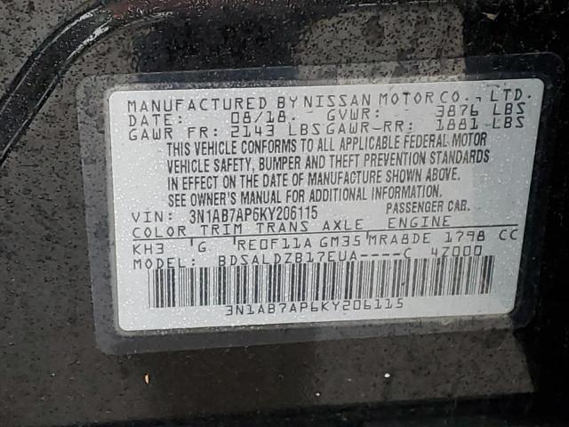 Photo 11 VIN: 3N1AB7AP6KY206115 - NISSAN SENTRA S 