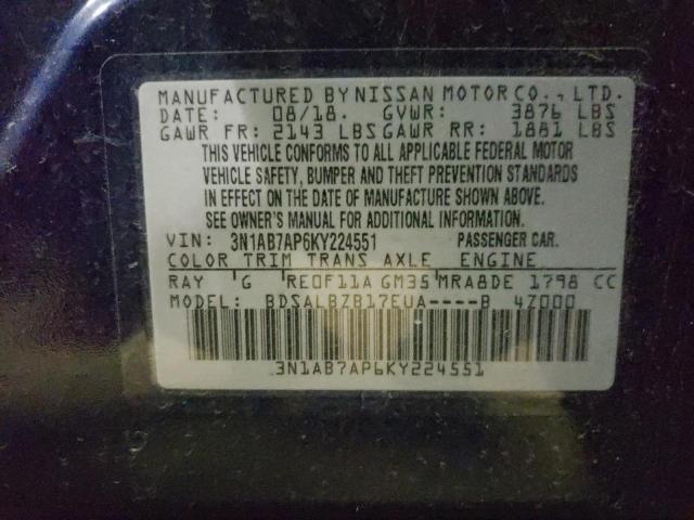 Photo 9 VIN: 3N1AB7AP6KY224551 - NISSAN SENTRA S 