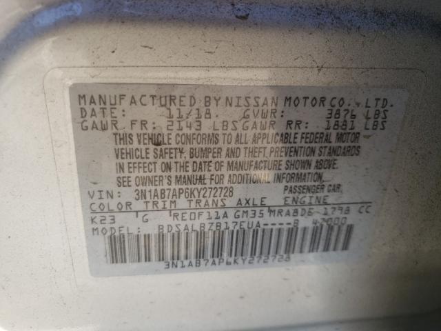 Photo 9 VIN: 3N1AB7AP6KY272728 - NISSAN SENTRA S 