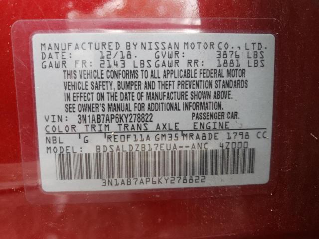 Photo 11 VIN: 3N1AB7AP6KY278822 - NISSAN SENTRA S 