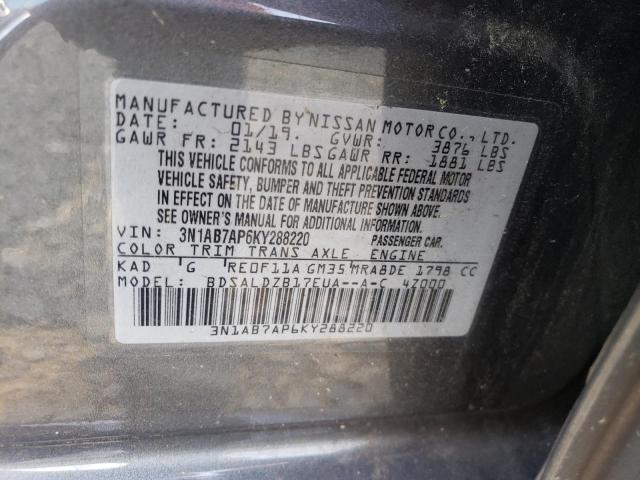 Photo 12 VIN: 3N1AB7AP6KY288220 - NISSAN SENTRA S 